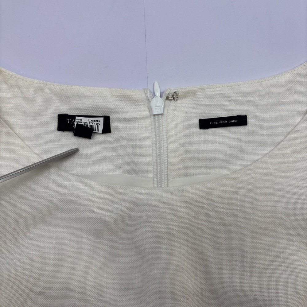 Talbots Signature Irish Linen Ivory Women's Sleeveless Lined Dress Knee Length 4 - Picture 3 of 10